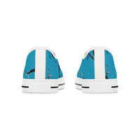 Stylish Women's Low Top Sneakers with Blue Abstract Design