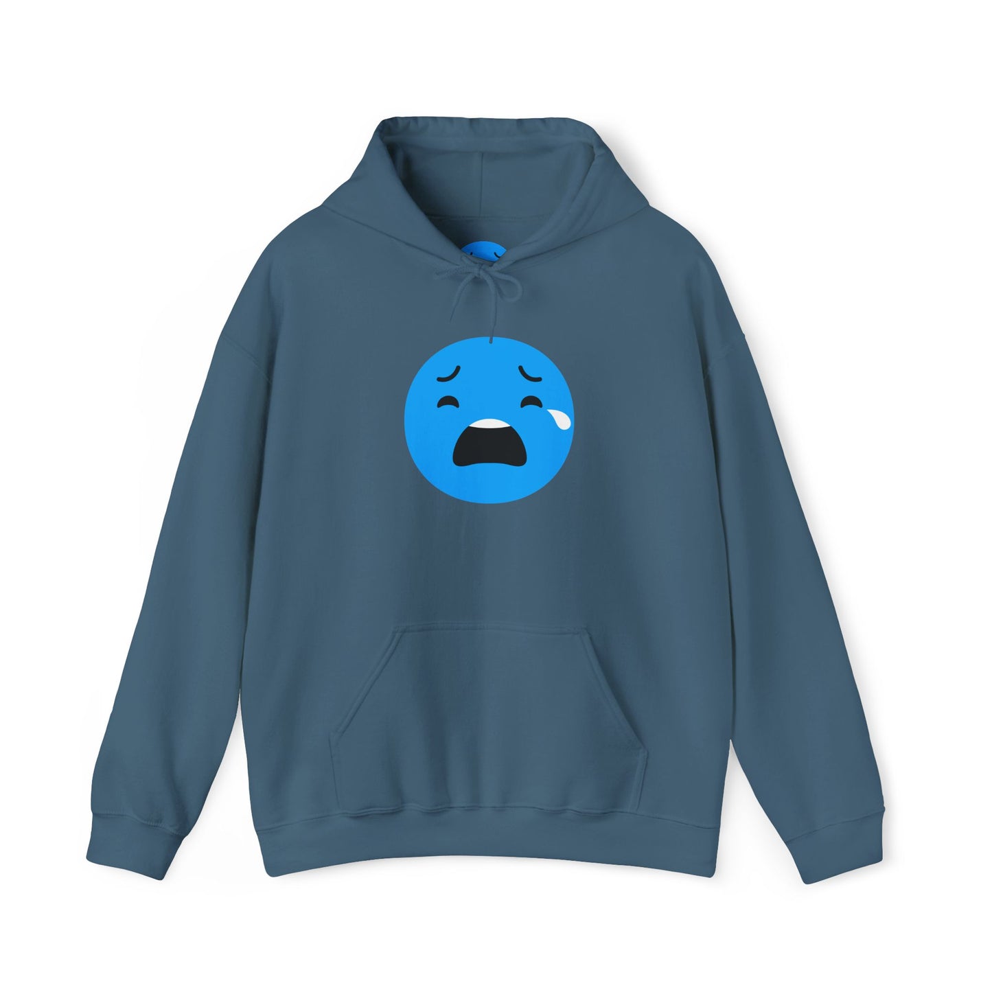 Emotional Expression Hoodie - Unisex Heavy Blend with Sad Face Design