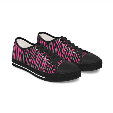 Fierce Pink Zebra Print Women's Low Top Sneakers - Trendy Casual Footwear