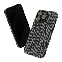 Stylish Tough Phone Case - Black and Gray Striped Design