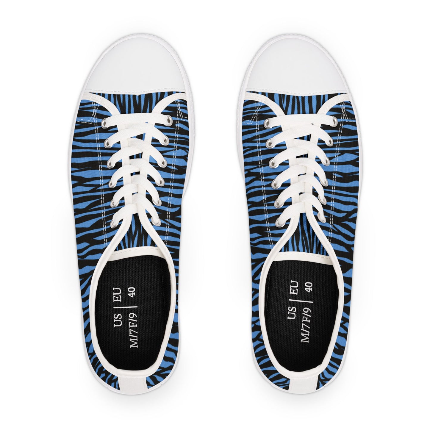 Blue Zebra Print Women's Low Top Sneakers