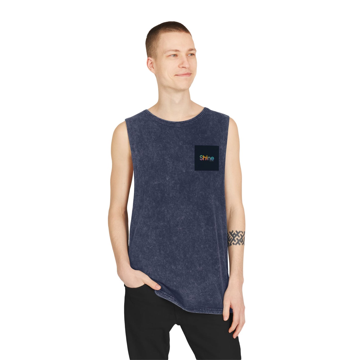 Unisex Stonewash Tank Top - Shine Graphic Tee for Summer Adventures