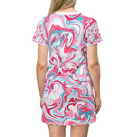 Marble Swirl T-Shirt Dress - Comfortable, Trendy Summer Fashion for Casual Outings