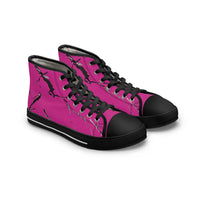 Stylish Women's High Top Sneakers with Pink Marble Design