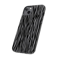 Stylish Tough Phone Case - Black and Gray Striped Design
