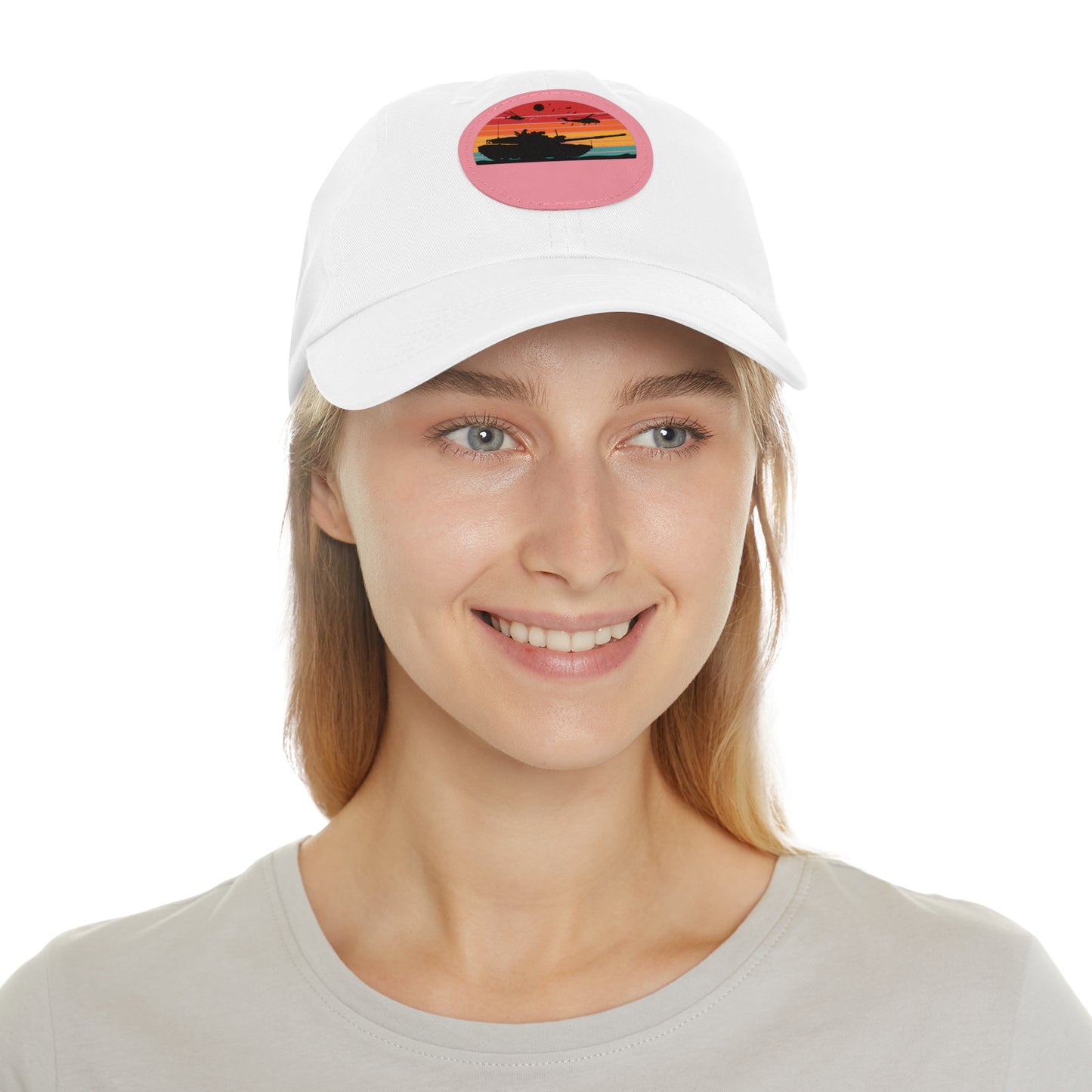 Retro Sunset Dad Hat with Leather Patch
