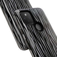 Stylish Tough Phone Case - Black and Gray Striped Design