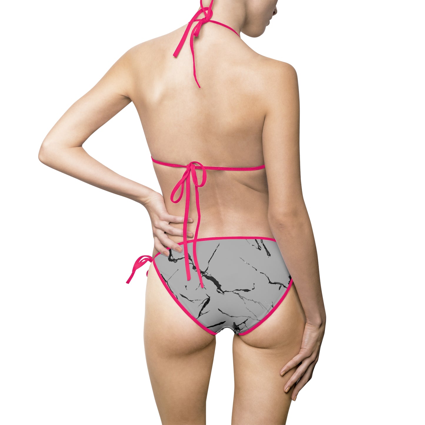 Stylish Women's Marble Print Bikini Swimsuit for Beach Days