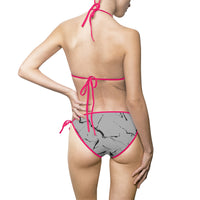 Stylish Women's Marble Print Bikini Swimsuit for Beach Days