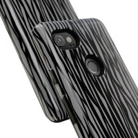 Stylish Tough Phone Case - Black and Gray Striped Design