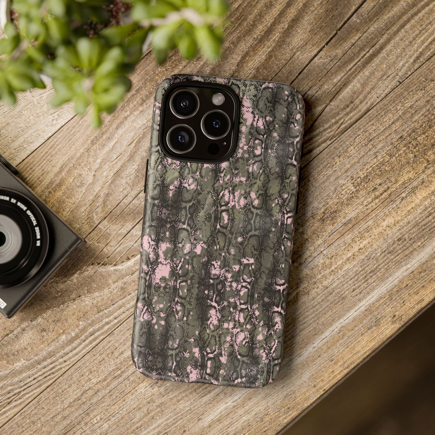Camo Snake Pattern Phone Case – Rugged Protection Meets Bold Style  Turn heads while protecting your phone with this fierce camo snake pattern case—where urban edge meets outdoor grit.