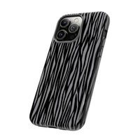 Stylish Tough Phone Case - Black and Gray Striped Design