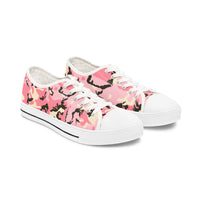 Feminine Pink Camo Low Top Sneakers - Stylish & Trendy Women's Casual Footwear