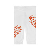 Cute Pet Lover Women’s Capri Leggings with Heart Design