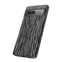 Stylish Tough Phone Case - Black and Gray Striped Design