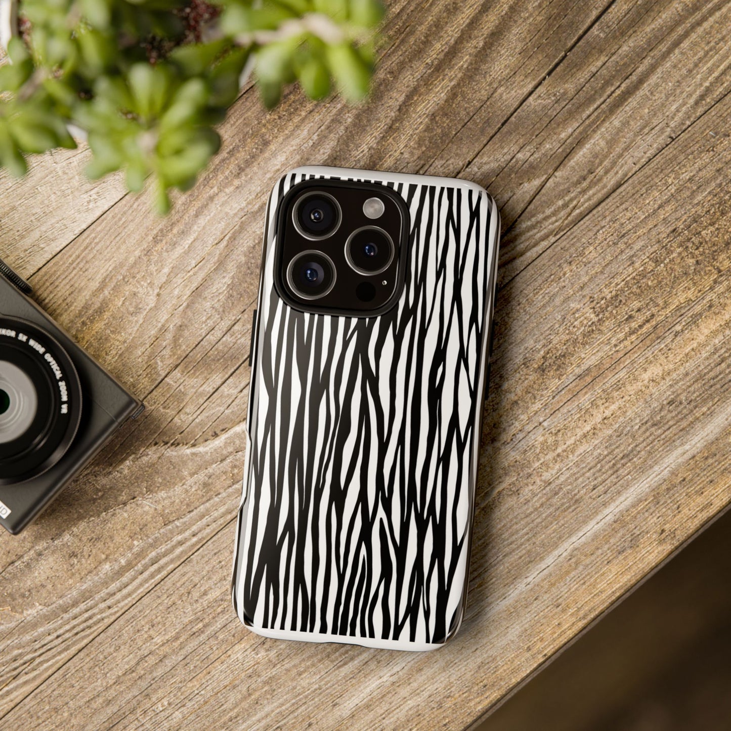 Tough Cases: Stylish Black and White Zebra Print Phone Case
