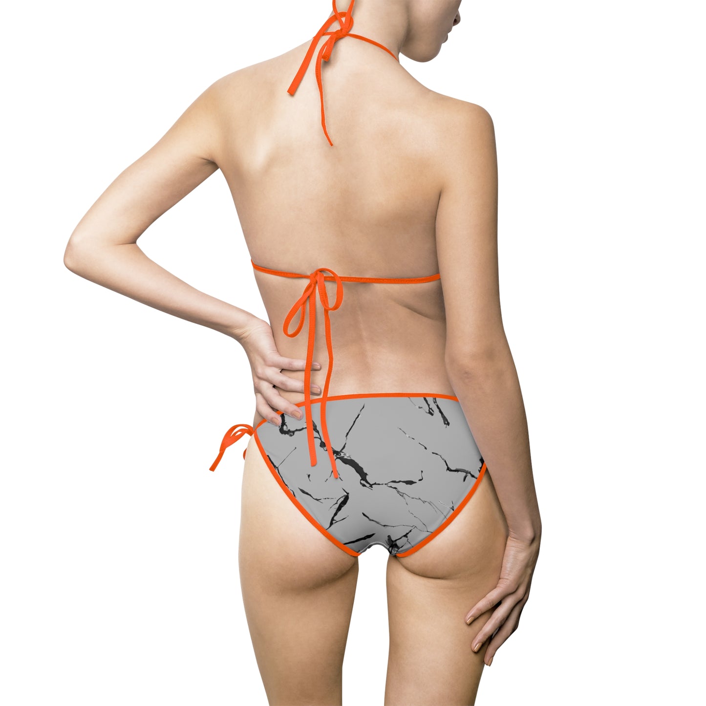 Stylish Women's Marble Print Bikini Swimsuit for Beach Days