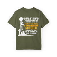 Inspirational Unisex Garment-Dyed T-Shirt - Jesus Christ & American Soldier Design