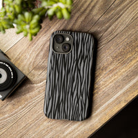Stylish Tough Phone Case - Black and Gray Striped Design
