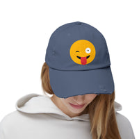 Funny Emoji Distressed Cap for Casual Wear