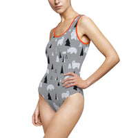 Stylish Polar Bear One-Piece Swimsuit for Women