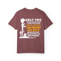 Inspirational Unisex Garment-Dyed T-Shirt - Jesus Christ & American Soldier Design