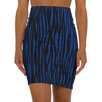 Blue Tiger Stripe Women's Midi Pencil Skirt - Stylish and Chic for Every Occasion
