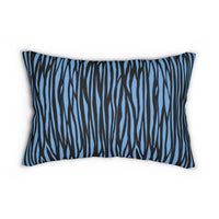 Blue Stripe Spun Polyester Lumbar Pillow - Stylish Home Decor Accent