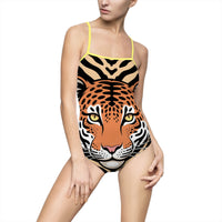 Tiger Print Swimsuit, Women's Beachwear, Pool Party Bikini, One-piece Bathing Suit, Summer Vacation Apparel