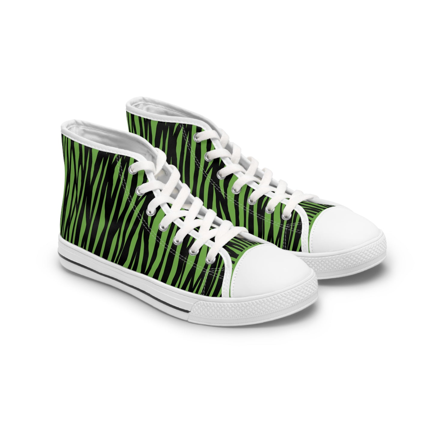 Women's High Top Sneakers - Green Zebra Print Casual Shoes
