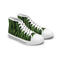 Women's High Top Sneakers - Green Zebra Print Casual Shoes
