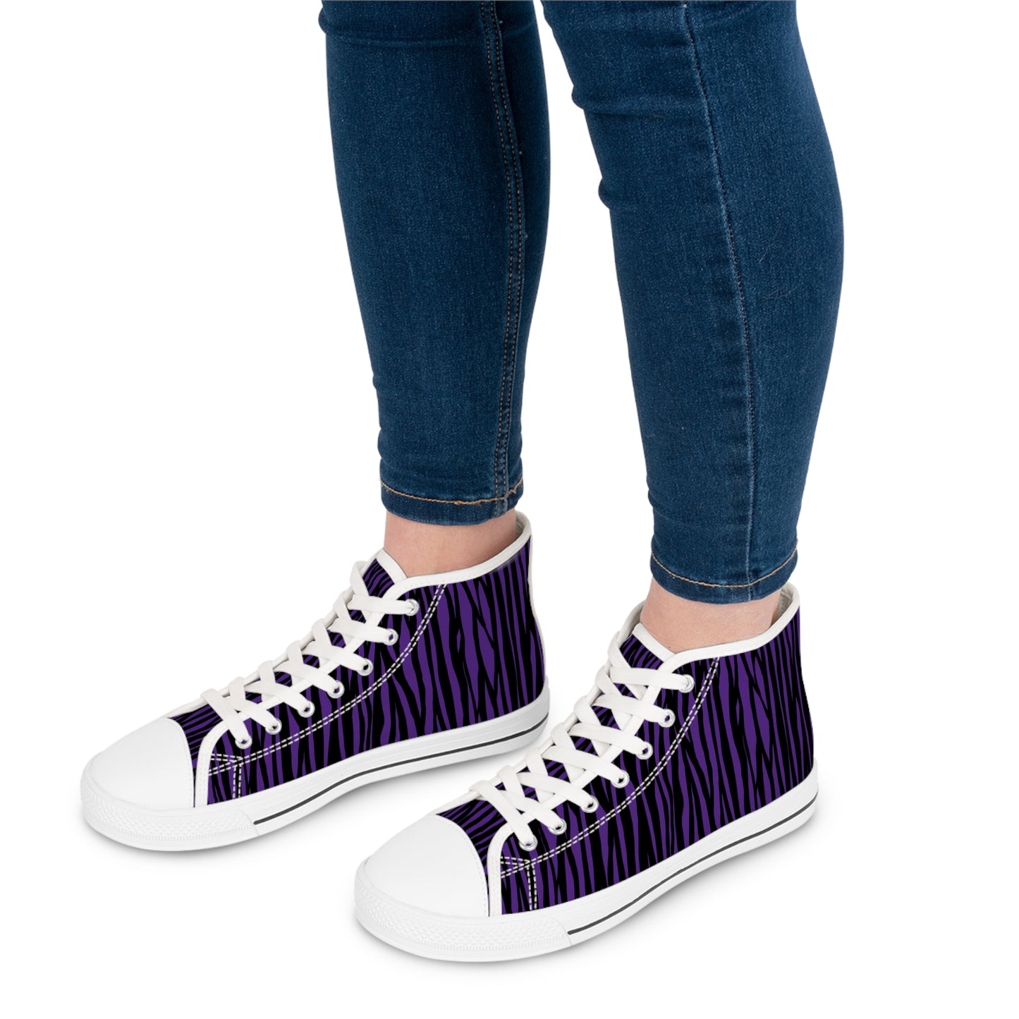 Purple Zebra Print High Top Sneakers for Women