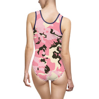 Pink Camouflage Women's One-Piece Swimsuit, Stylish Swimwear, Beachwear, Summer Holiday, Pool Party, Swim Team
