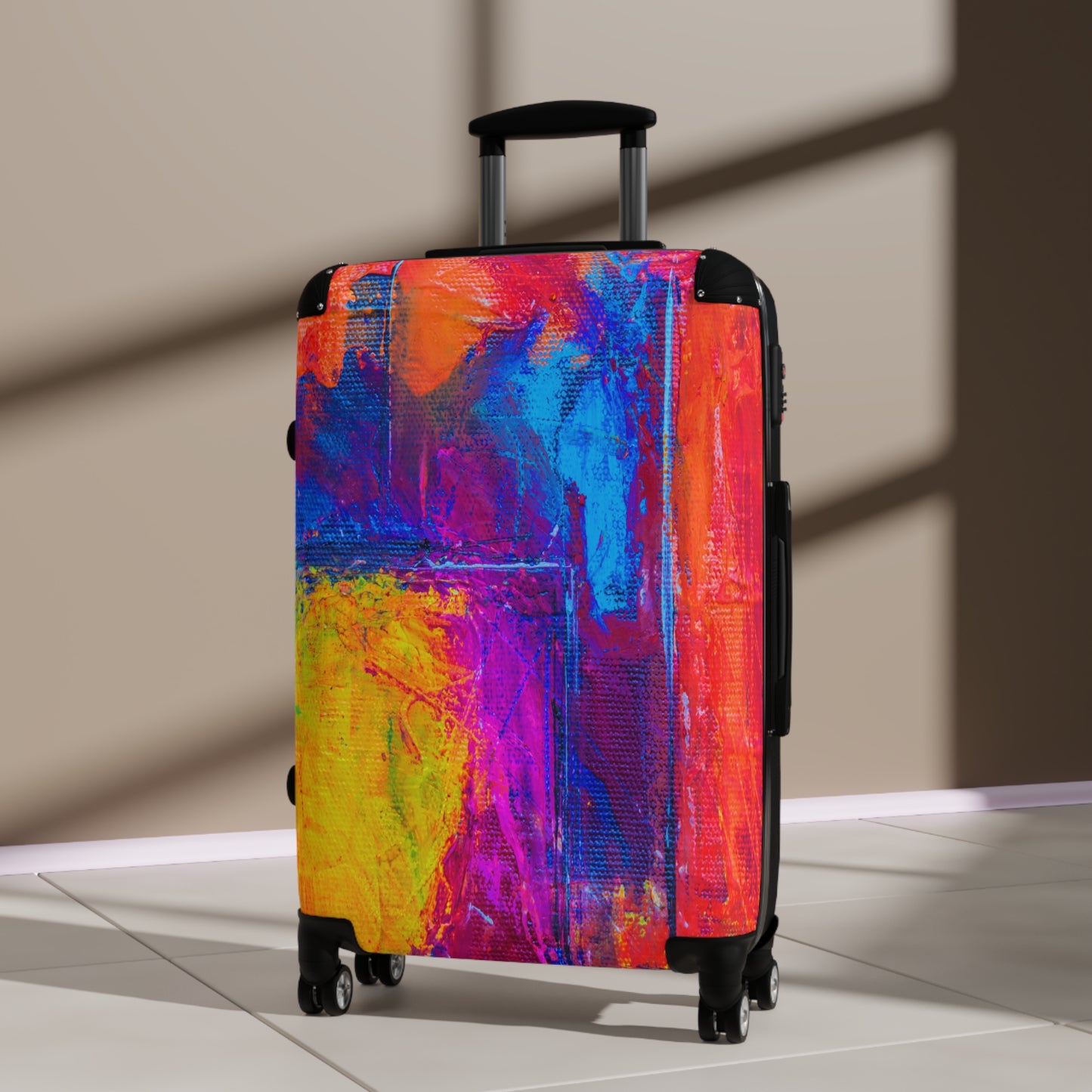 Make a bold statement on your travels with the Vibrant Colorful Suitcase – Stylish Travel Luggage for Adventurers. Designed for those who love to stand out, this suitcase combines functionality with eye-catching aesthetics, ensuring you travel in style