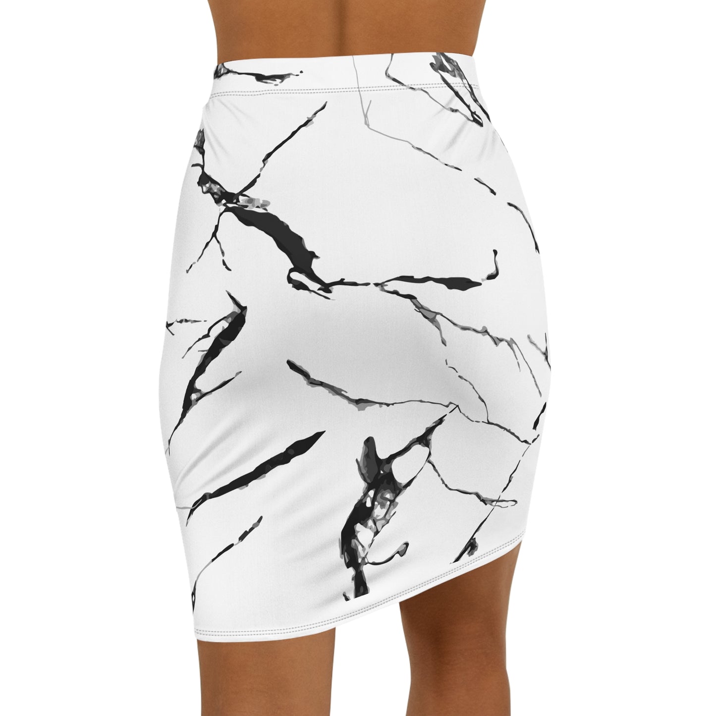 Elegant Marble Print Women's Mid-Waist Pencil Skirt - Stylish & Versatile Fashion Piece