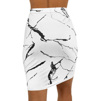 Elegant Marble Print Women's Mid-Waist Pencil Skirt - Stylish & Versatile Fashion Piece