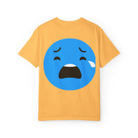 Unisex Garment-Dyed T-Shirt with Sad Emoji Design