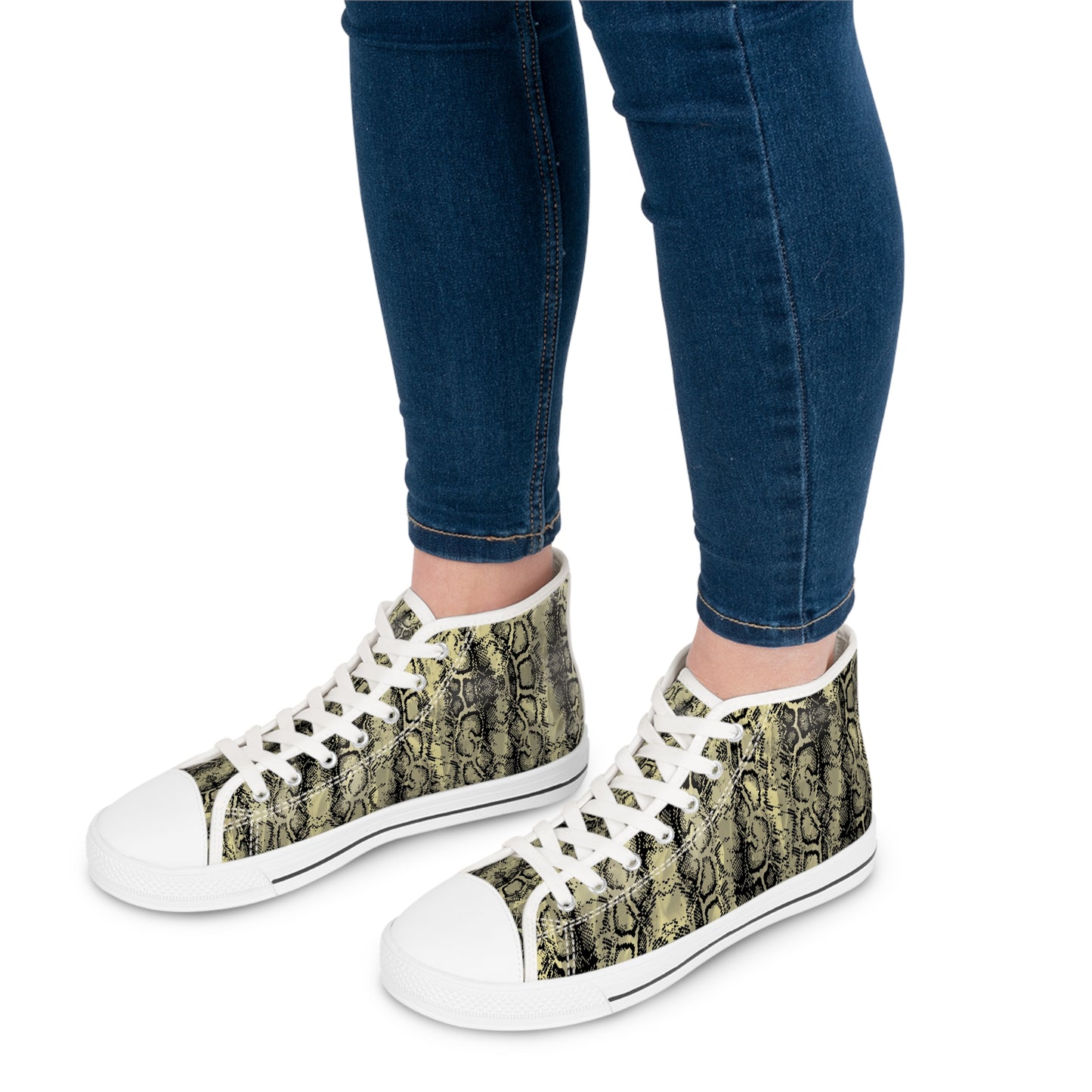 Stylish Women's High Top Sneakers – Python Print Fashion Footwear