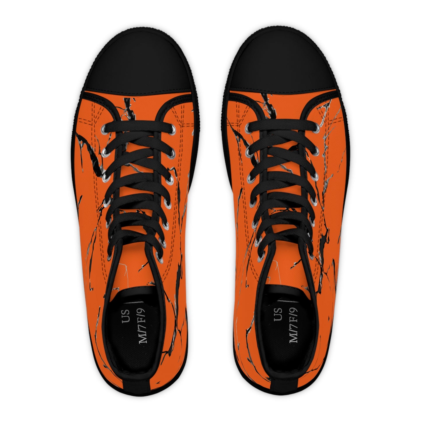 Stylish Orange Marble Women's High Top Sneakers