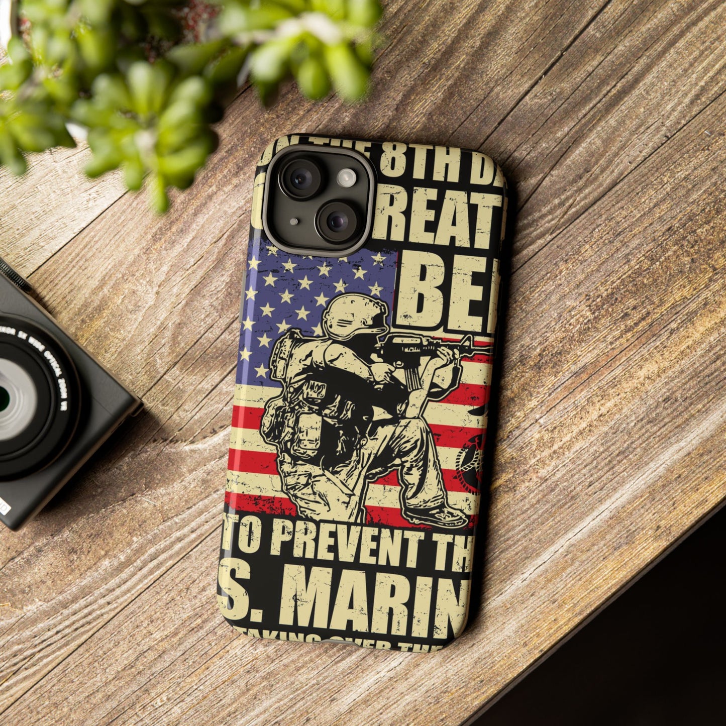 Military-Themed Phone Case - 'God Created Beer' Design