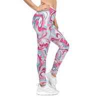 Vibrant Marble-Patterned Women's Casual Leggings