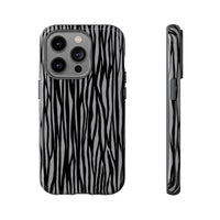 Stylish Tough Phone Case - Black and Gray Striped Design
