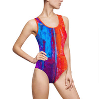 Vibrant Abstract Women's One-Piece Swimsuit - Bold Beachwear