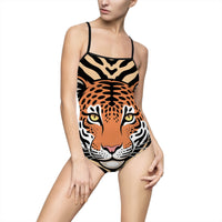 Tiger Print Swimsuit, Women's Beachwear, Pool Party Bikini, One-piece Bathing Suit, Summer Vacation Apparel