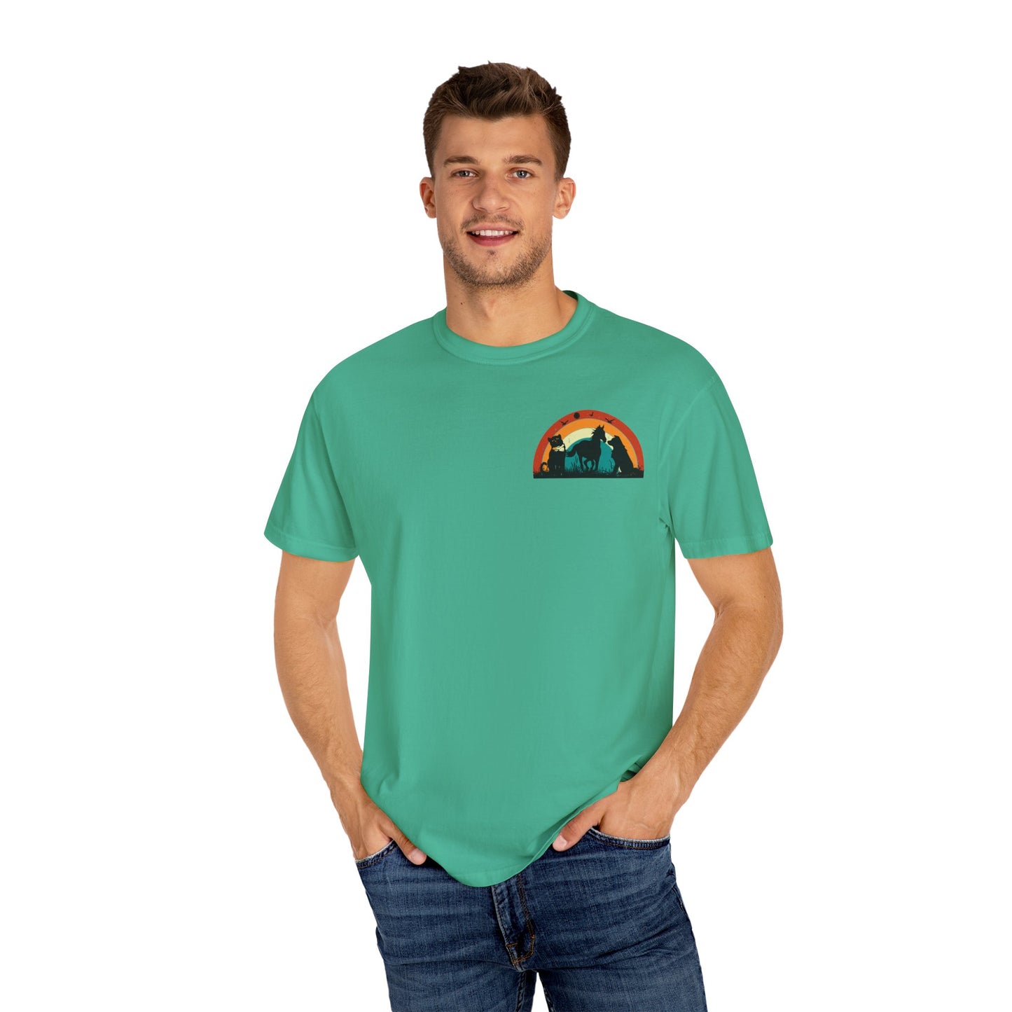 Rainbow Animal Scene Unisex T-Shirt - Nature Lover's Gift