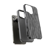 Stylish Tough Phone Case - Black and Gray Striped Design