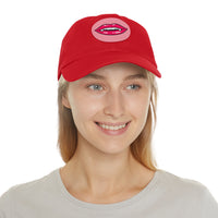 Hat for Men, Stylish Summer Dad Cap with Leather Patch, Trendy Bold Lip Design, Casual Baseball Hat, Fashionable Accessory