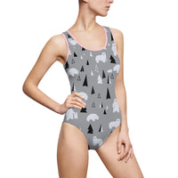 Stylish Polar Bear One-Piece Swimsuit for Women