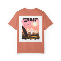 California Surf Graphic Tee - Unisex Garment-Dyed T-Shirt for Beach Lovers, Summer Vibes, Gift for Surfers, Casual Wear,