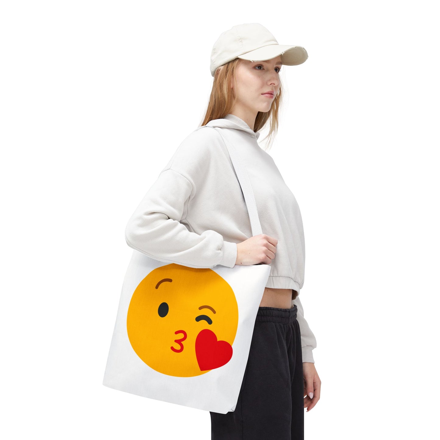 Emoji Kiss Tote Bag, Cute Gift for Friends, Love & Friendship, Reusable Shopping, Fun Casual Bag, Holiday Gifts